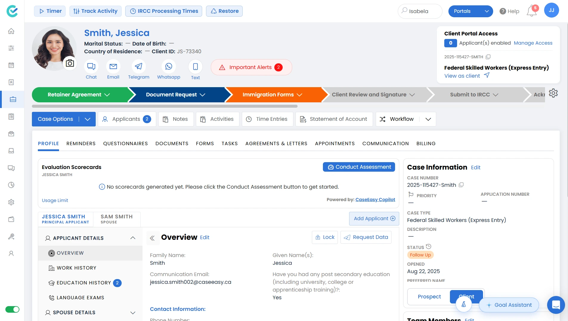 Client case overview
